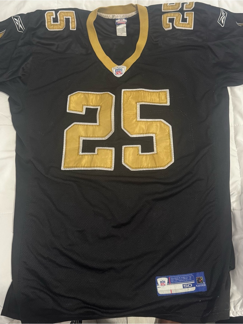 Reggie Bush Reebok Black and Gold NFL #25 Men's Jersey size 50